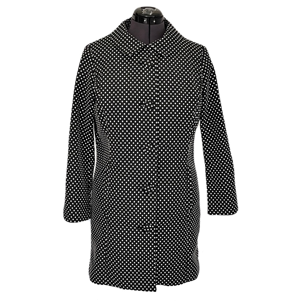 Lauren Conrad Black & White Polka Dot Coat with Bow, Size 12